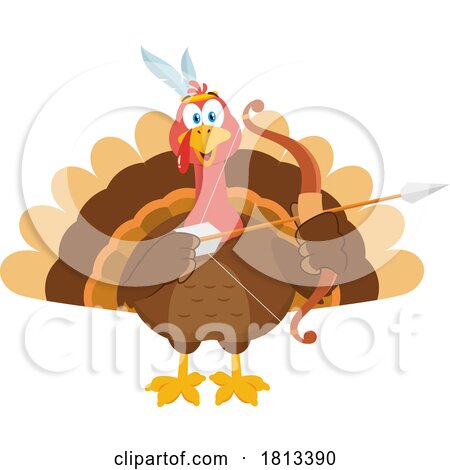 Turkey Bird Mascot Archer Licensed Cartoon Clipart by Hit Toon