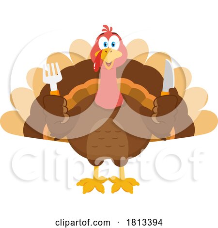 Hungry Turkey Bird Mascot Licensed Cartoon Clipart by Hit Toon