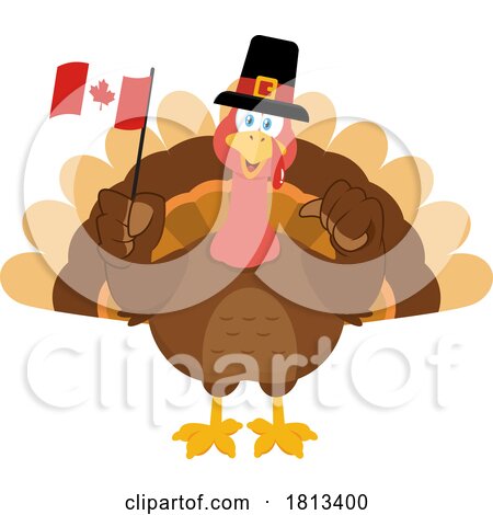 Canadian Pilgrim Turkey Bird Mascot Licensed Cartoon Clipart by Hit Toon