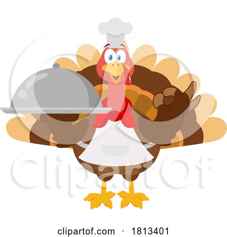 Chef Turkey Bird Mascot with Cloche Licensed Cartoon Clipart by Hit Toon