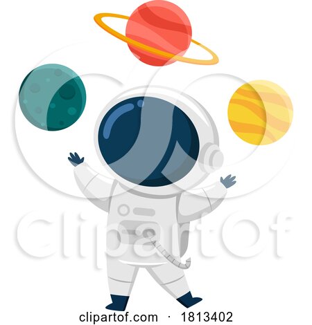 Astronaut with Planets Licensed Cartoon Clipart by Hit Toon