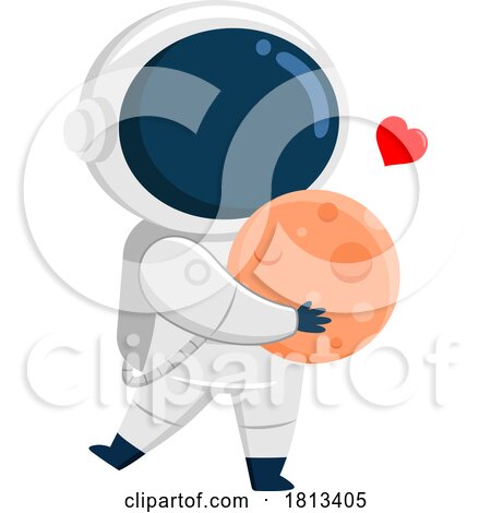 Astronaut Holding the Moon Licensed Cartoon Clipart by Hit Toon