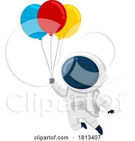 Astronaut with Balloons Licensed Cartoon Clipart by Hit Toon