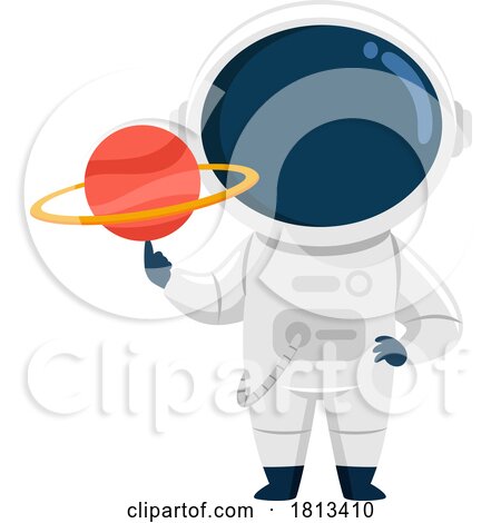 Astronaut Holding a Planet Licensed Cartoon Clipart by Hit Toon