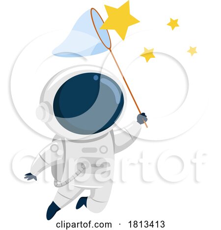 Astronaut Catching Stars Licensed Cartoon Clipart by Hit Toon