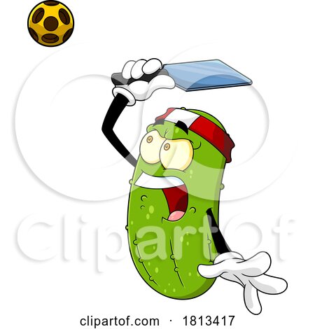 Male Pickleball Pickle Mascot Licensed Cartoon Clipart by Hit Toon