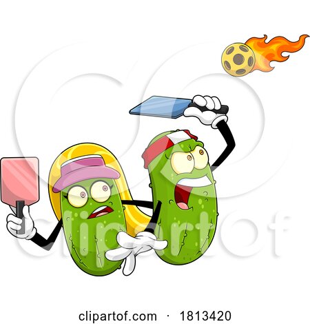 Pickleball Pickle Couple Licensed Cartoon Clipart by Hit Toon