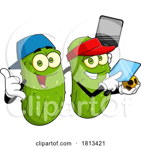 Pickleball Pickle Couple Licensed Cartoon Clipart by Hit Toon