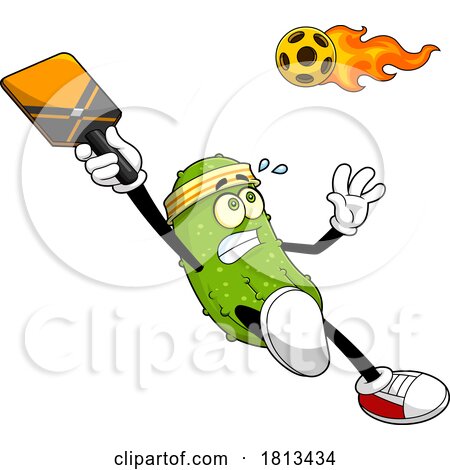 Male Pickleball Pickle Mascot Licensed Cartoon Clipart by Hit Toon