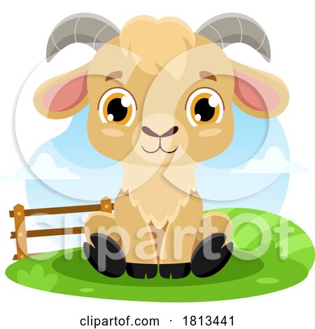 Sitting Goat Barnyard Animal Licensed Cartoon Clipart by Hit Toon