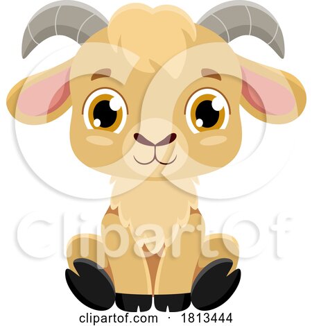 Sitting Goat Barnyard Animal Licensed Cartoon Clipart by Hit Toon