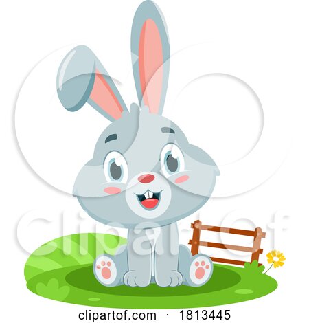 Sitting Rabbit Barnyard Animal Licensed Cartoon Clipart by Hit Toon