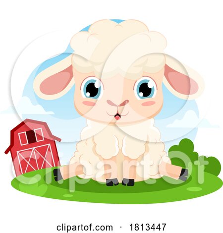 Sitting Lamb Barnyard Animal Licensed Cartoon Clipart by Hit Toon