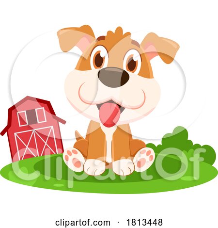 Sitting Dog Barnyard Animal Licensed Cartoon Clipart by Hit Toon