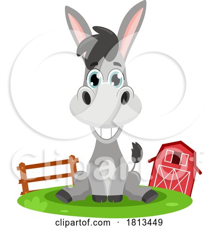 Sitting Donkey Barnyard Animal Licensed Cartoon Clipart by Hit Toon