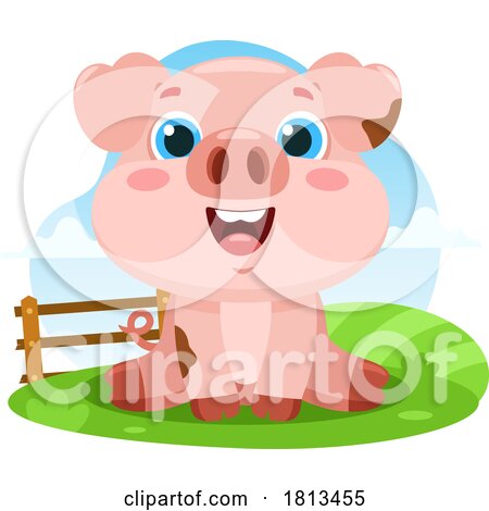 Piggy Barnyard Animal Licensed Cartoon Clipart by Hit Toon