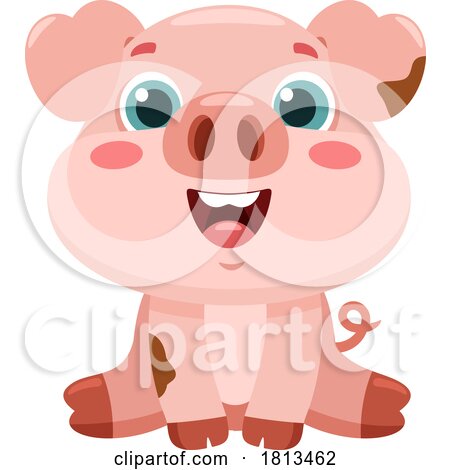 Sitting Muddy Piggy Barnyard Animal Licensed Cartoon Clipart by Hit Toon