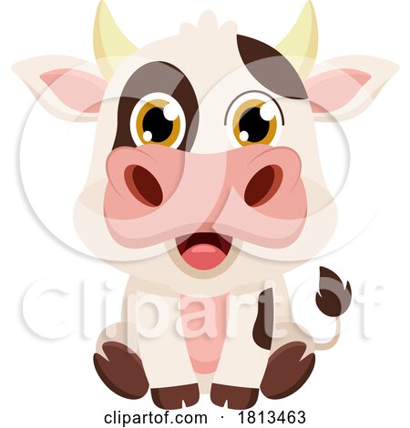 Sitting Cow Barnyard Animal Licensed Cartoon Clipart by Hit Toon