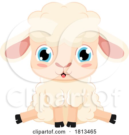 Sitting Lamb Barnyard Animal Licensed Cartoon Clipart by Hit Toon