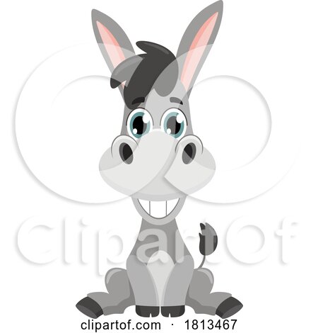 Sitting Donkey Barnyard Animal Licensed Cartoon Clipart by Hit Toon