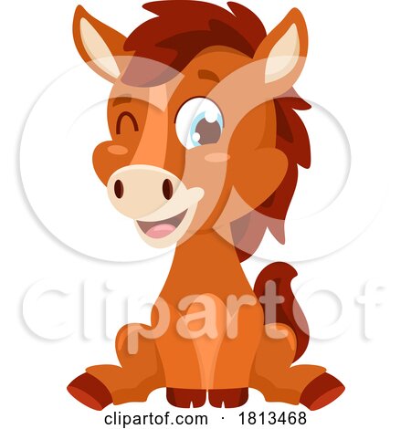 Sitting Horse Barnyard Animal Licensed Cartoon Clipart by Hit Toon