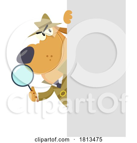 Detective Dog with Magnifying Glass Around Sign Licensed Cartoon Clipart by Hit Toon