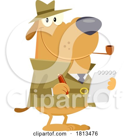 Detective Dog Taking Notes Licensed Cartoon Clipart by Hit Toon