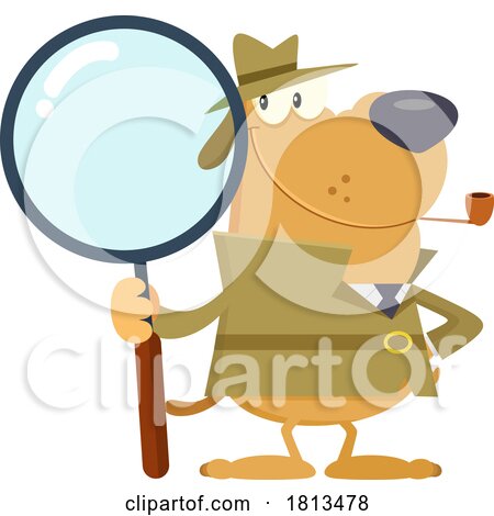 Detective Dog with Magnifying Glass Licensed Cartoon Clipart by Hit Toon