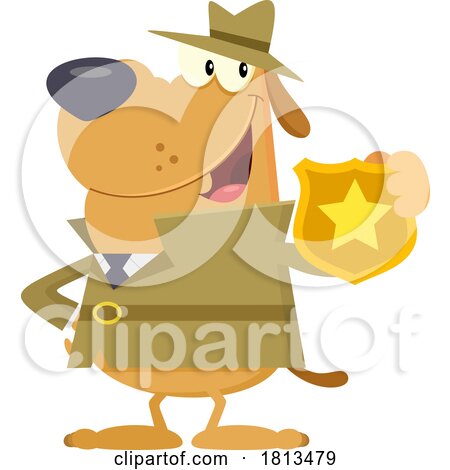 Detective Dog Showing His Badge Licensed Cartoon Clipart by Hit Toon