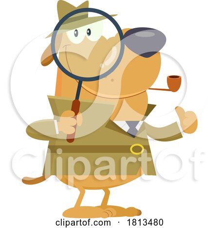 Detective Dog with Magnifying Glass Licensed Cartoon Clipart by Hit Toon