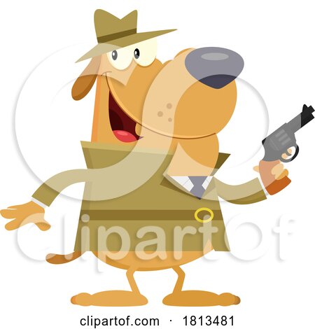 Detective Dog with Revolver Licensed Cartoon Clipart by Hit Toon