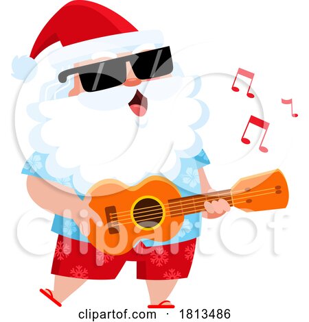 Singing Vacationing Santa Claus Licensed Cartoon Clipart by Hit Toon