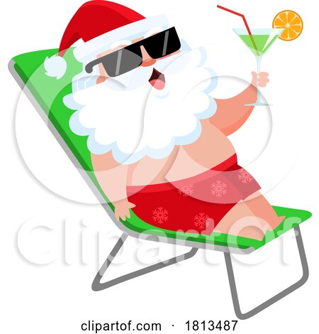 Poolside Vacationing Santa Claus Licensed Cartoon Clipart by Hit Toon