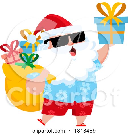 Vacationing Santa Claus with Gifts Licensed Cartoon Clipart by Hit Toon