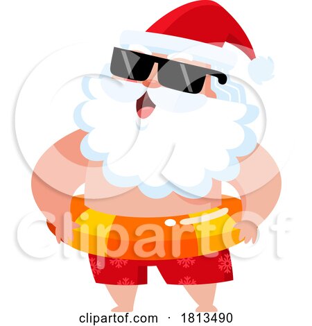 Vacationing Santa Claus with an Inner Tube Licensed Cartoon Clipart by Hit Toon