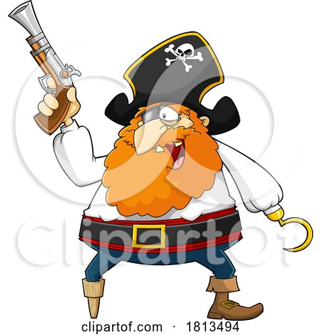 Pirate Holding a Gun Licensed Cartoon Clipart by Hit Toon