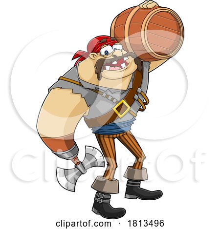 Pirate Carrying a Barrel Licensed Cartoon Clipart by Hit Toon