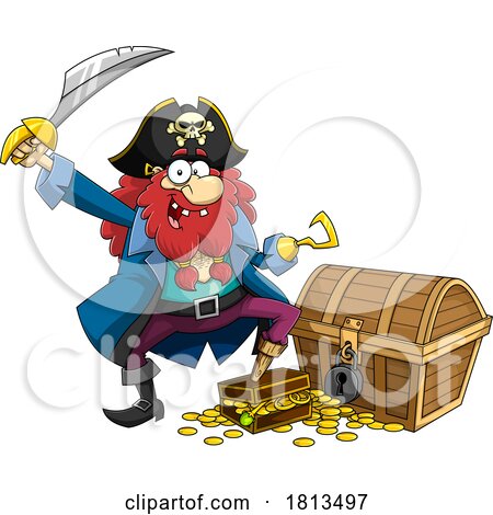 Pirate with Treasure Licensed Cartoon Clipart by Hit Toon