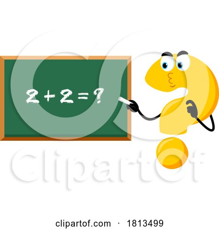 Question Mark Mascot Adding at a Chalkboard Licensed Cartoon Clipart by Hit Toon