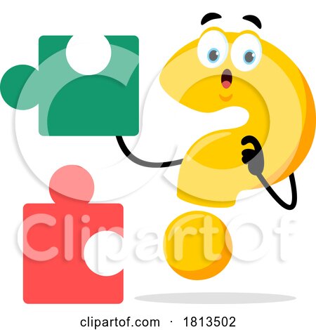 Question Mark Mascot with Puzzle Pieces Licensed Cartoon Clipart by Hit Toon