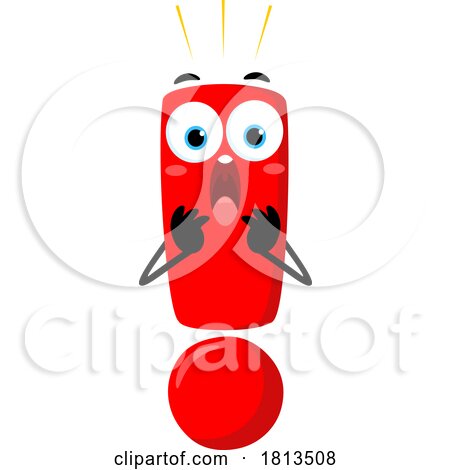 Scared or Surprised Exclamation Point Mascot Licensed Cartoon Clipart by Hit Toon