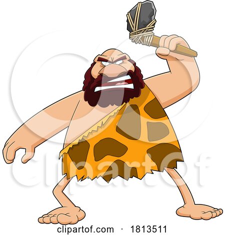 Angry Caveman Wielding a Stone Axe Licensed Cartoon Clipart by Hit Toon