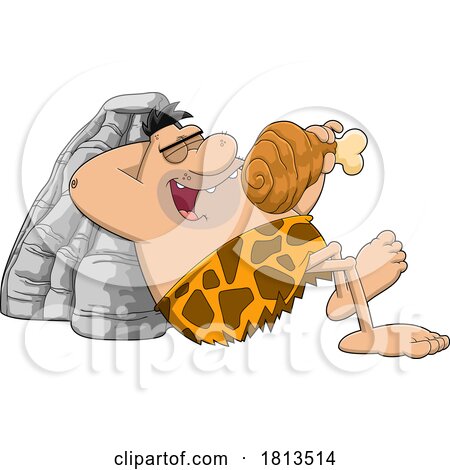 Caveman Eating Meat Licensed Cartoon Clipart by Hit Toon