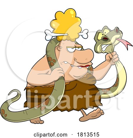 Cavewoman Carrying a Snake Licensed Cartoon Clipart by Hit Toon