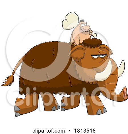 Caveman Riding a Mammoth Licensed Cartoon Clipart by Hit Toon