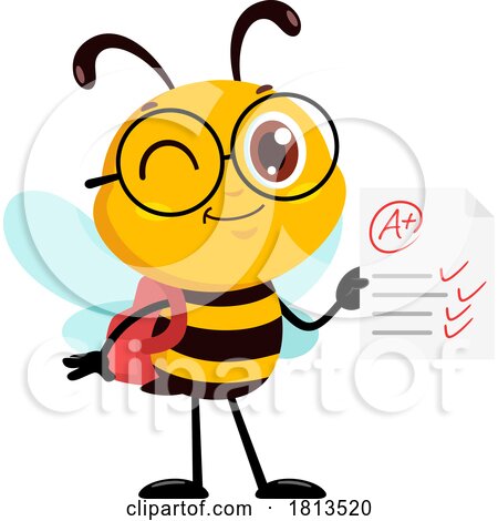 School Bee Mascot with an a on a Paper Licensed Cartoon Clipart by Hit Toon