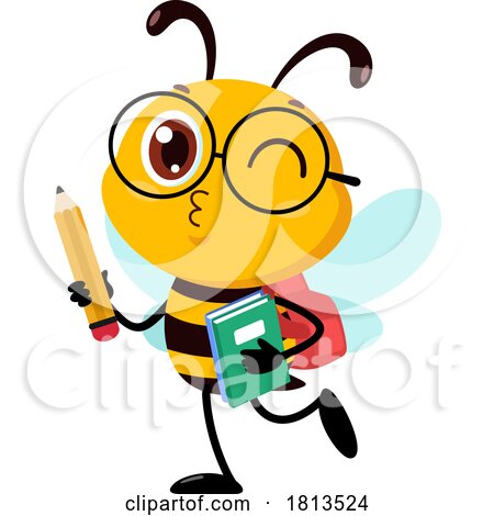 School Bee Mascot Licensed Cartoon Clipart by Hit Toon