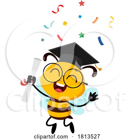 Graduate School Bee Mascot Licensed Cartoon Clipart by Hit Toon