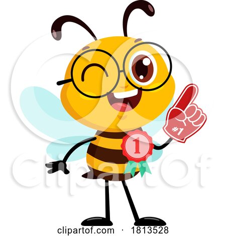 Successful School Bee Mascot Licensed Cartoon Clipart by Hit Toon