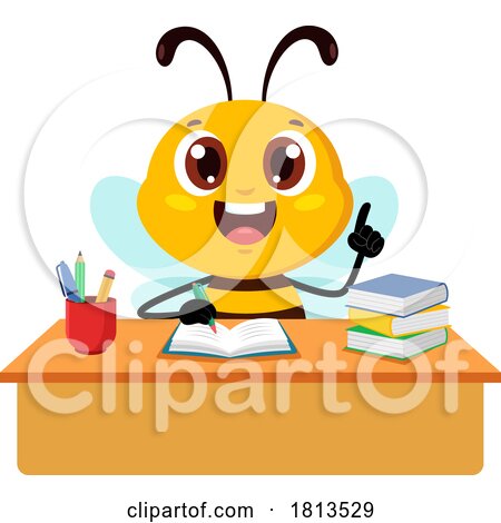 School Bee Teacher Mascot Licensed Cartoon Clipart by Hit Toon